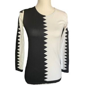 NWT Emilio Cavallini Womens Colorblock Top Blouse Long Sleeve Size OS Black